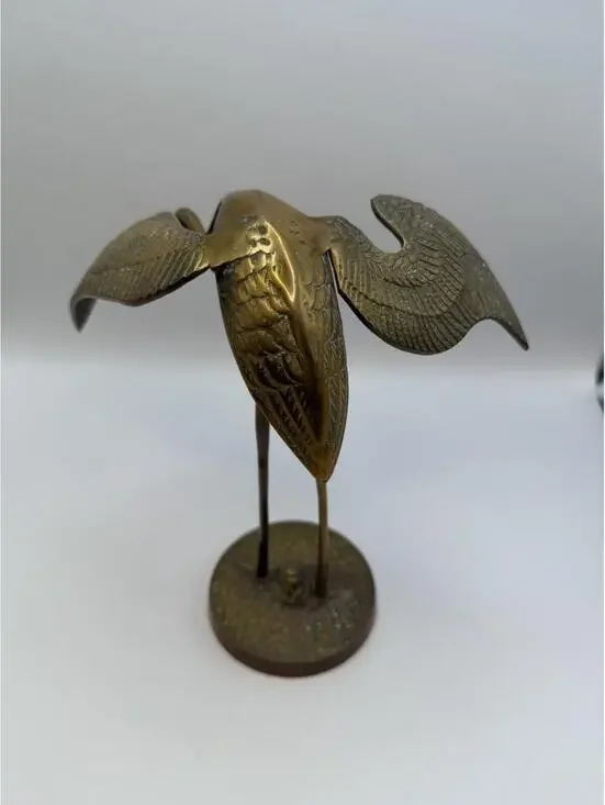Set Of 2 Vintage Brass Egret Herons MCM Korea - Picture 4 of 8